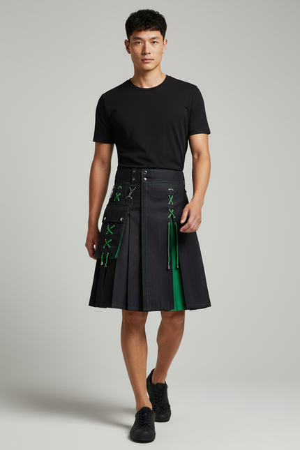 Jupe Homme Bicolore Plissée Rétro