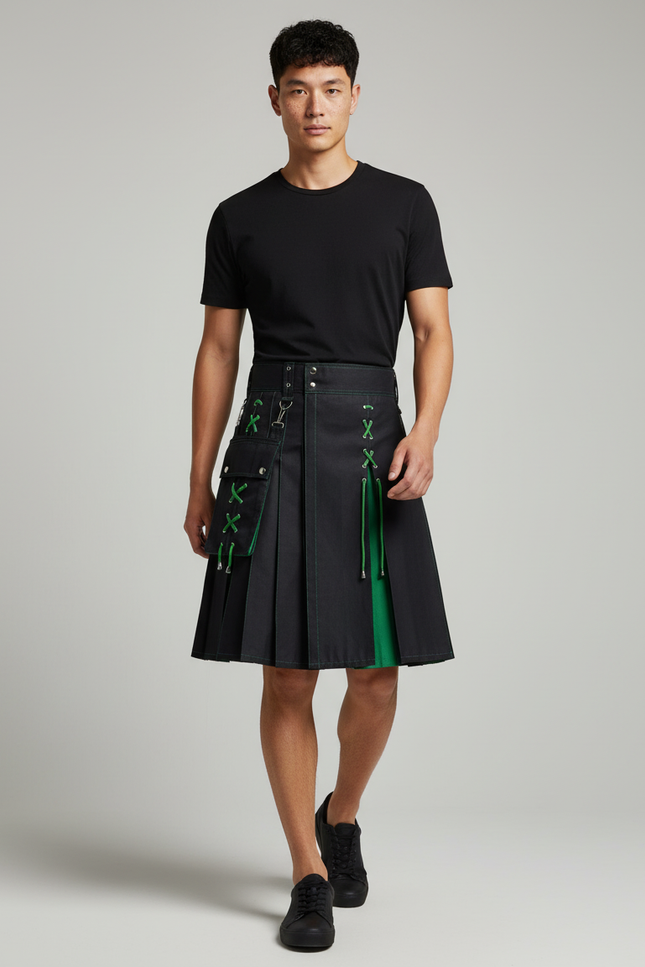 Jupe Homme Bicolore Plissée Rétro