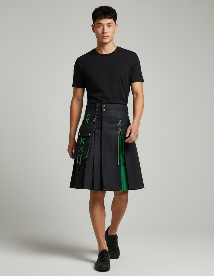 Jupe Homme Bicolore Plissée Rétro