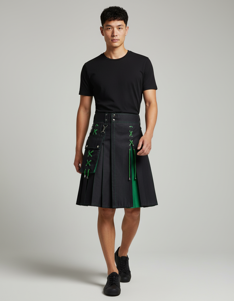 Jupe Homme Bicolore Plissée Rétro