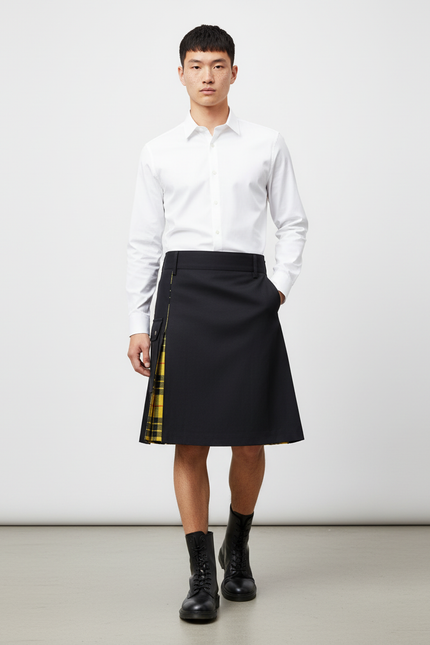 Jupe Homme Noire Écossaise Décontractée