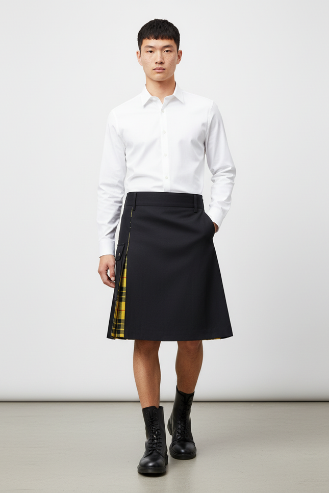 Jupe Homme Noire Écossaise Décontractée