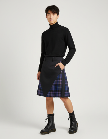 Jupe Homme Plaid Asymétrique Décontractée