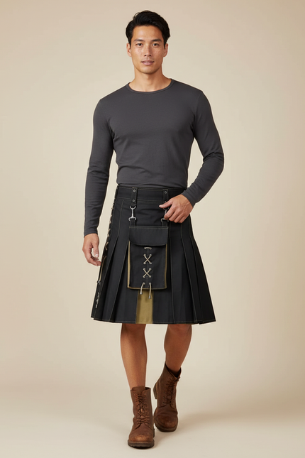 Jupe Homme Plissée Bicolore Chic