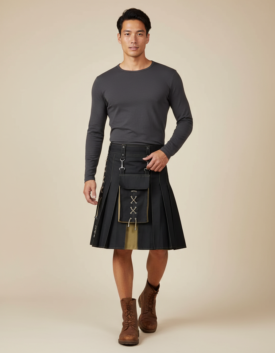 Jupe Homme Plissée Bicolore Chic