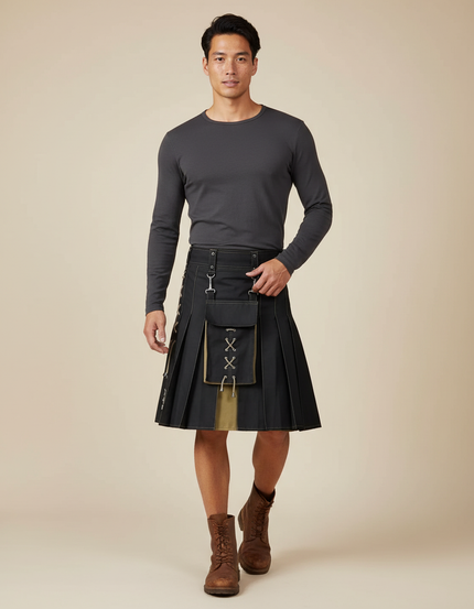 Jupe Homme Plissée Bicolore Chic