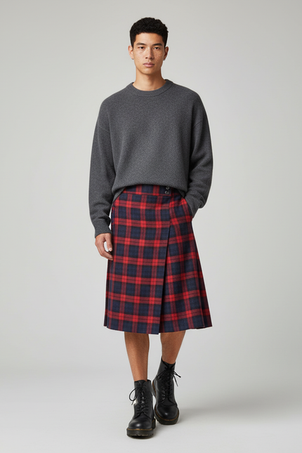 Jupe Homme Écossaise Plissée