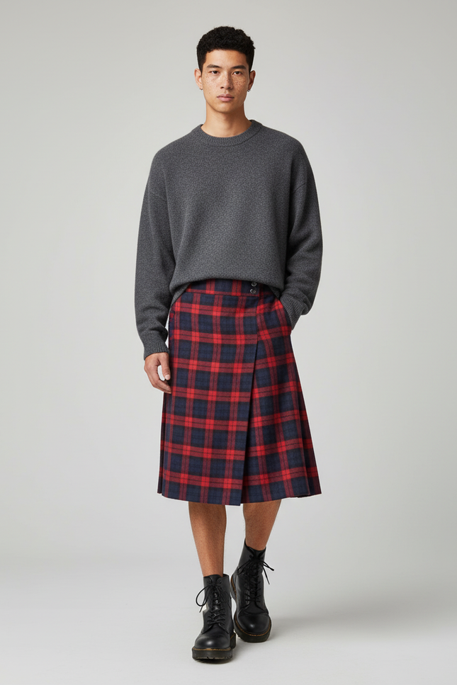 Jupe Homme Écossaise Plissée