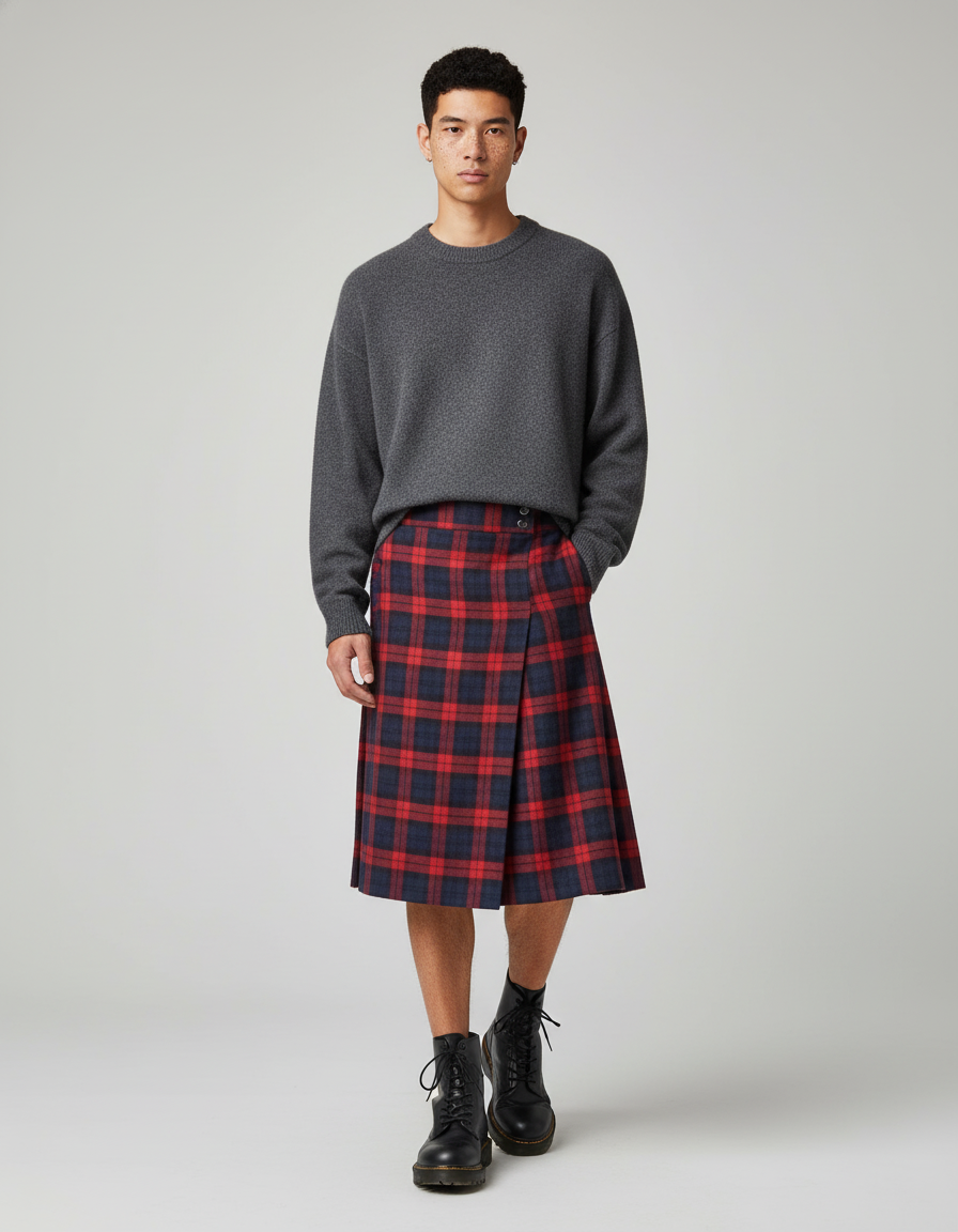 Jupe Homme Écossaise Plissée