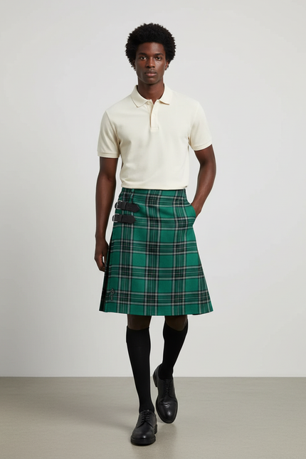Jupe Homme Verte Écossaise Plissée