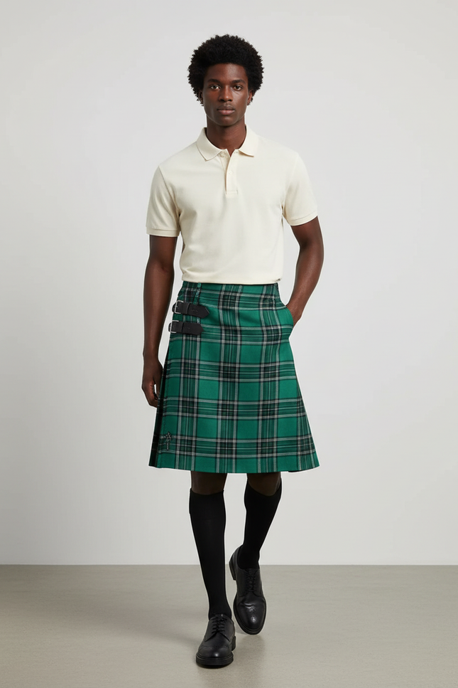 Jupe Homme Verte Écossaise Plissée