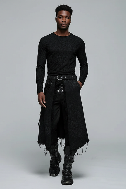 Jupe Homme Noire Texturée Gothique Élégante