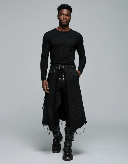 Jupe Homme Noire Texturée Gothique Élégante