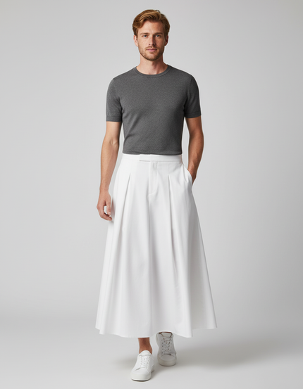 Jupe Homme Blanche Plissée Fluide
