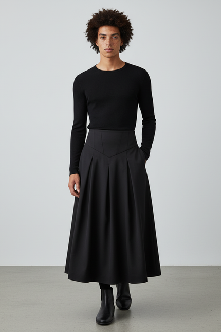 Jupe Homme Noire Plissée Élégante Raffinée