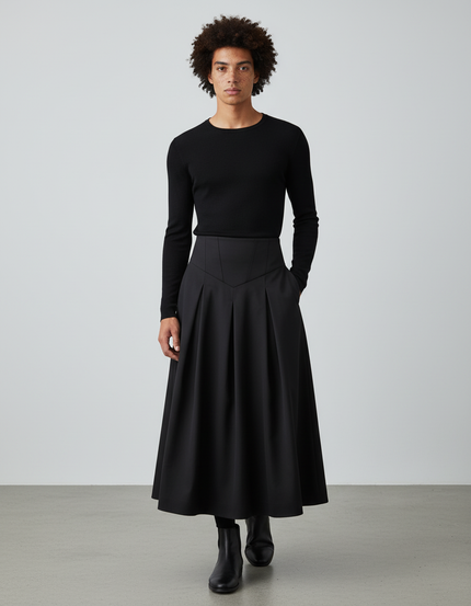 Jupe Homme Noire Plissée Élégante Raffinée