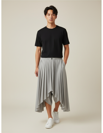 Jupe Homme Plissée Asymétrique Fluide