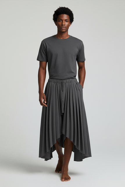 Jupe Homme Plissée Asymétrique Fluide Originale