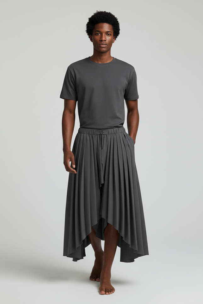 Jupe Homme Plissée Asymétrique Fluide Originale