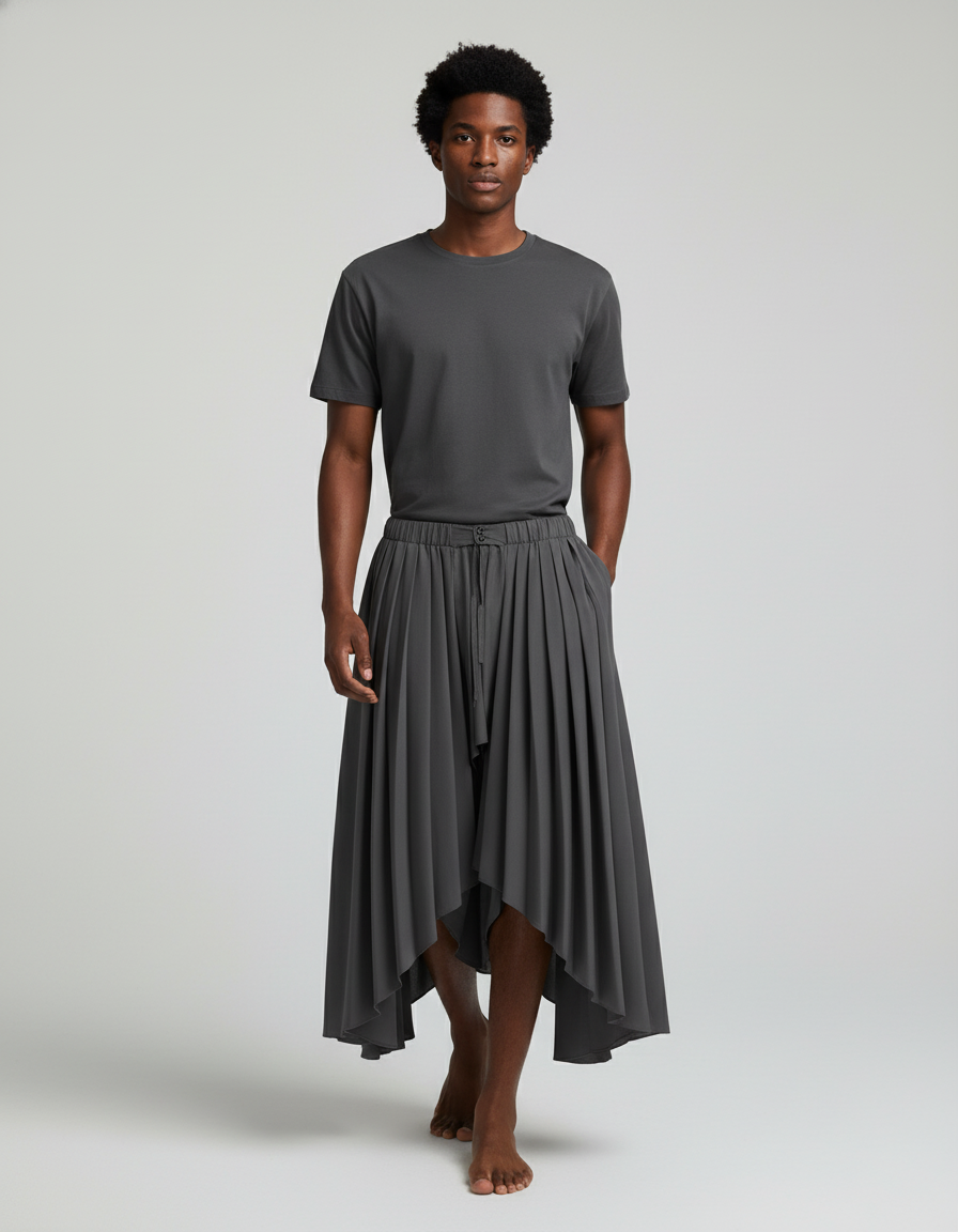 Jupe Homme Plissée Asymétrique Fluide Originale