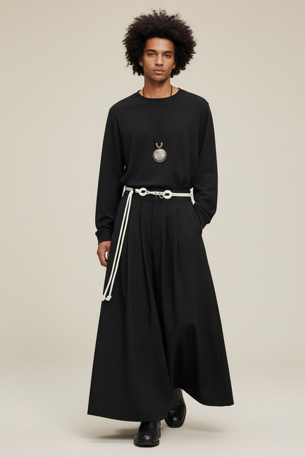 Jupe Homme Noire Ample Fluide Oversize