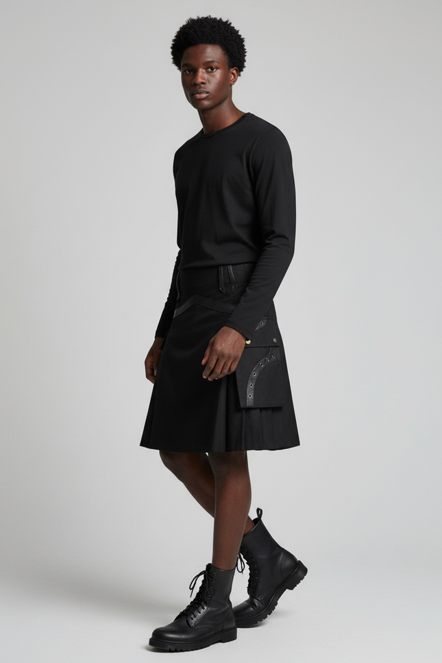 Jupe Homme Noire Plissée Écossaise