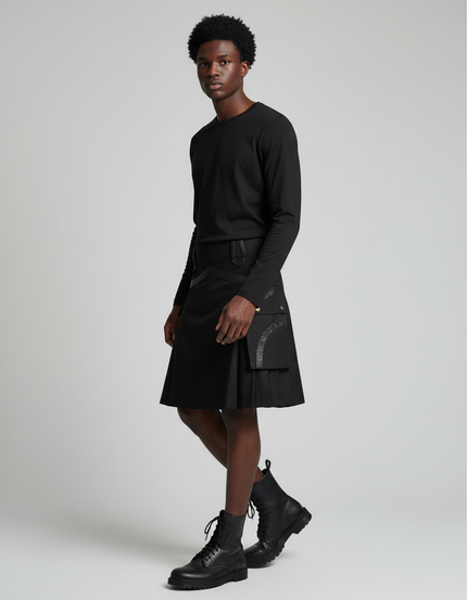 Jupe Homme Noire Plissée Écossaise