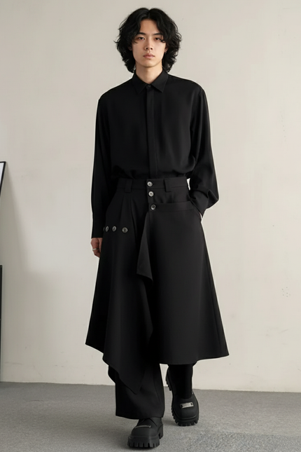 Jupe Homme Noire Asymétrique Streetwear