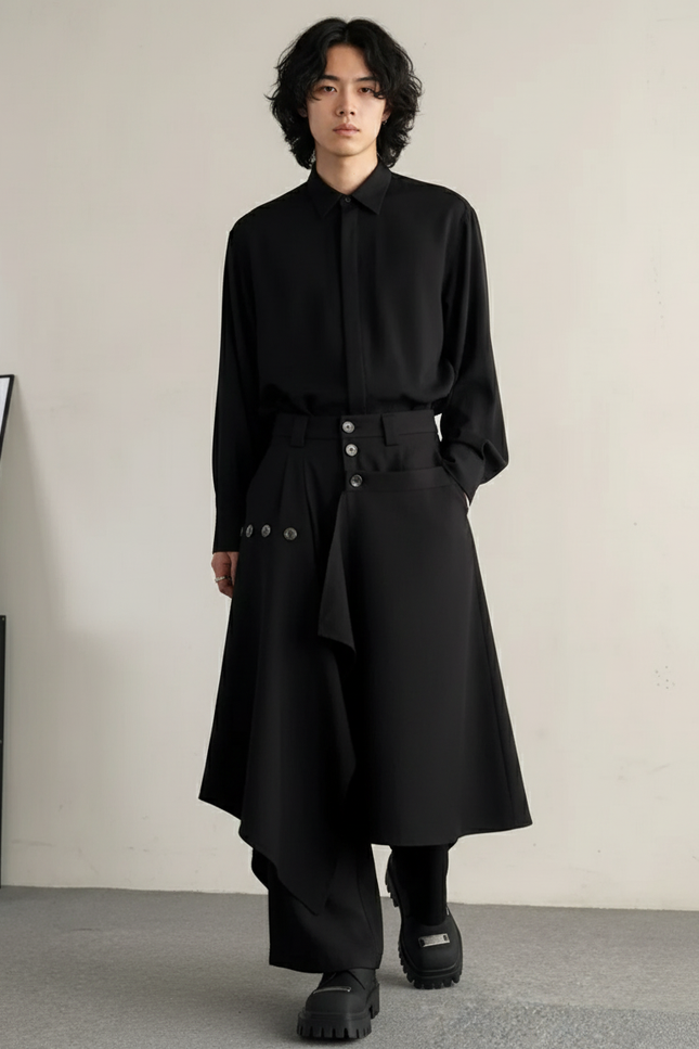 Jupe Homme Noire Asymétrique Streetwear