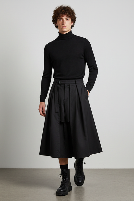 Jupe Homme Noire Plissée Décontractée Simple