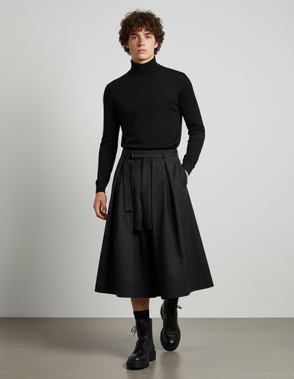 Jupe Homme Noire Plissée Décontractée Simple