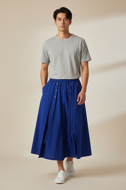 Jupe Homme Bleue Plissée Décontractée