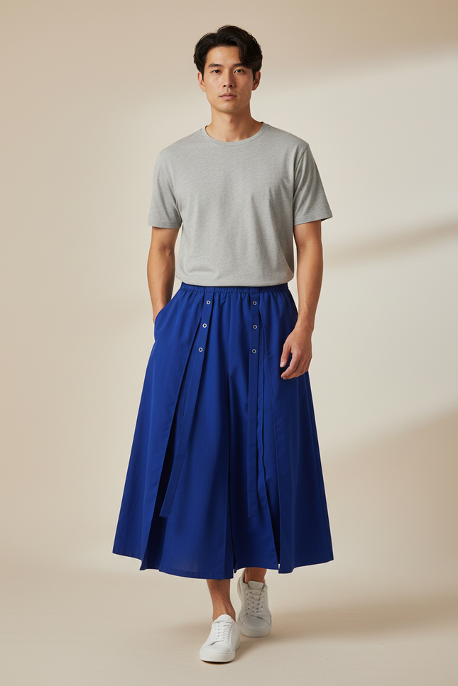 Jupe Homme Bleue Plissée Décontractée