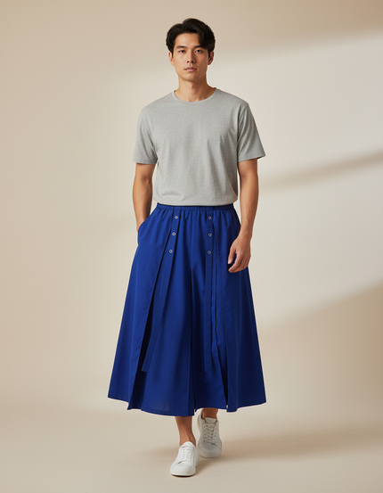 Jupe Homme Bleue Plissée Décontractée