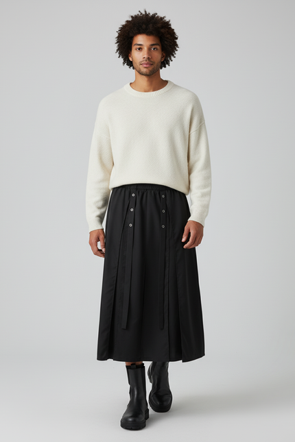 Jupe Homme Noire Irrégulière Décontractée Audacieuse