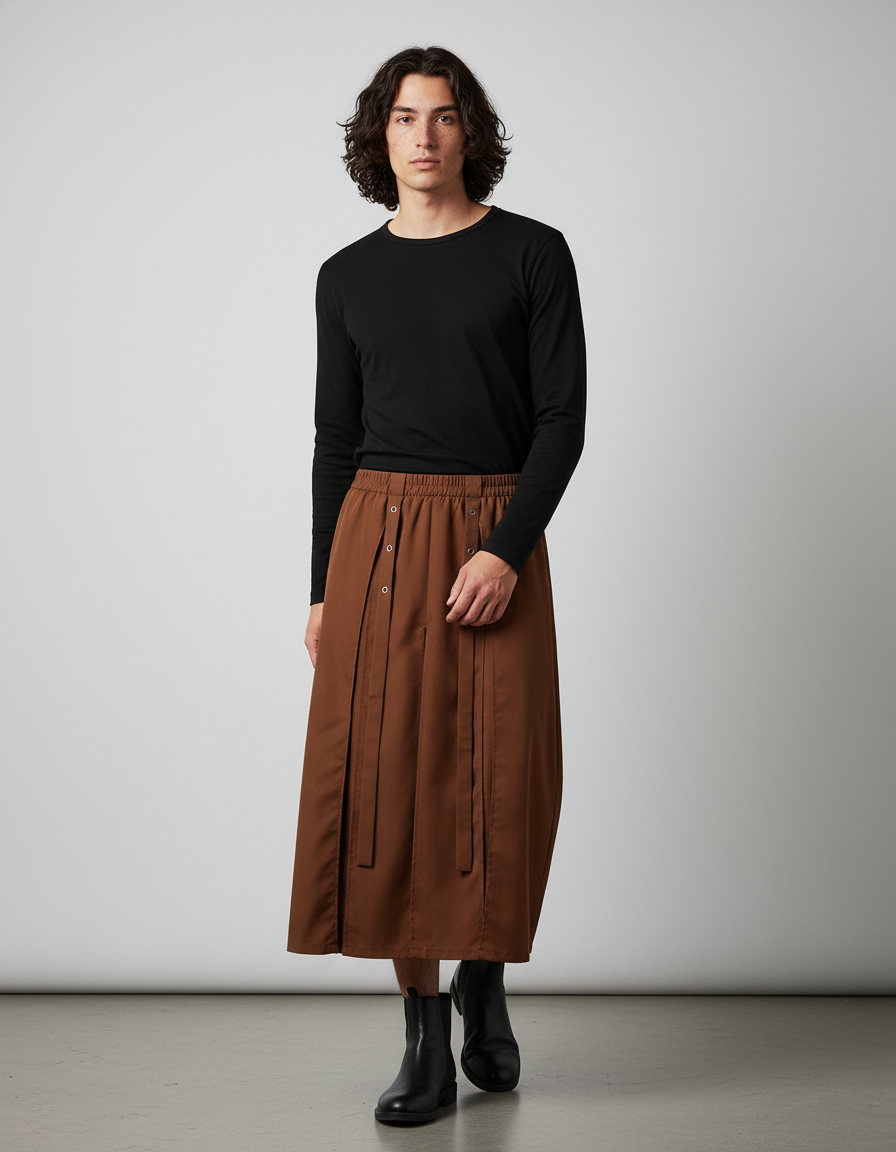 Jupe Homme Marron Irrégulière Décontractée