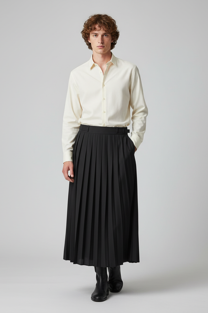 Jupe Homme Noire Plissée Chic