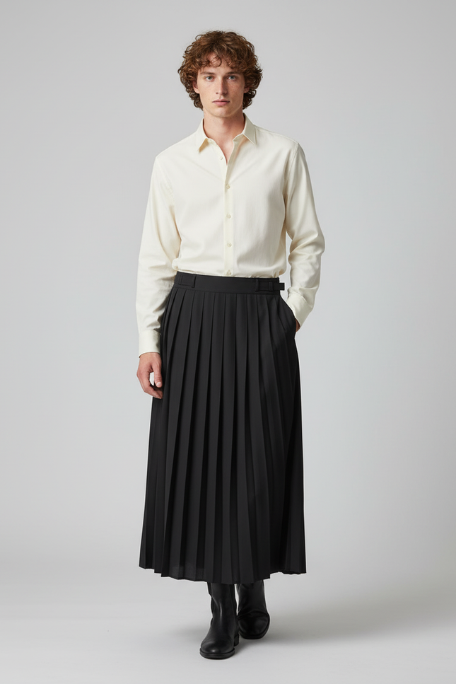 Jupe Homme Noire Plissée Chic