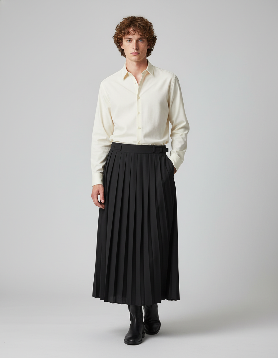 Jupe Homme Noire Plissée Chic