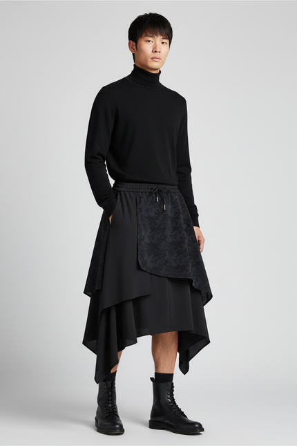 Jupe Homme Double Couche Irrégulière Élégante