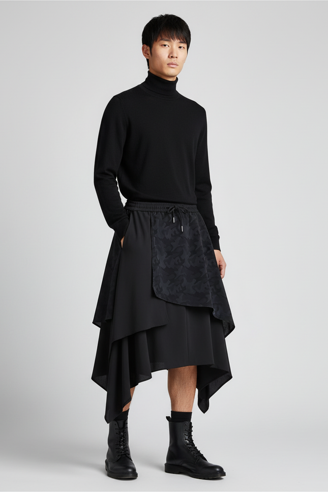 Jupe Homme Double Couche Irrégulière Élégante