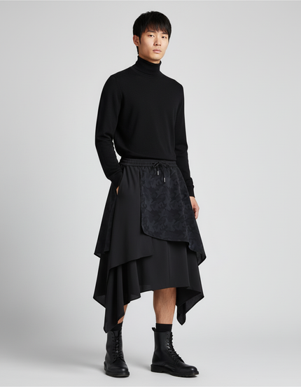 Jupe Homme Double Couche Irrégulière Élégante