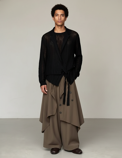 Jupe Homme Marron Irrégulière Fluide