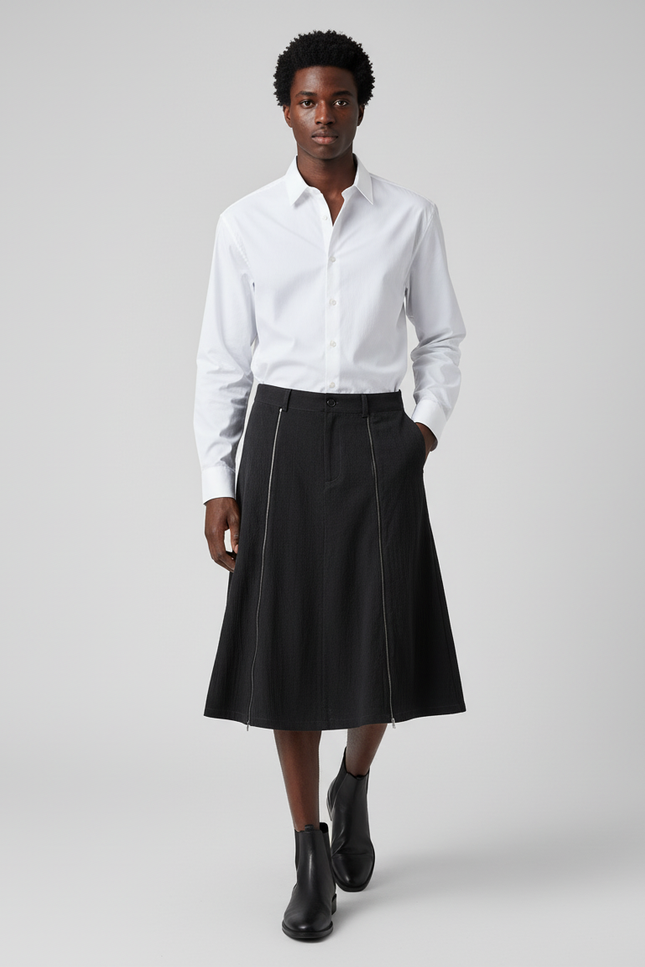 Jupe Homme Zippée Évasée Décontractée