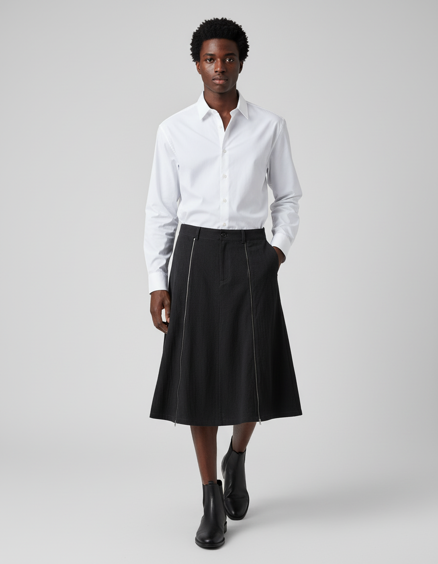 Jupe Homme Zippée Évasée Décontractée