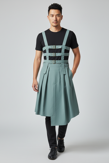 Jupe Homme Vert Sauge À Bretelles Décontractée