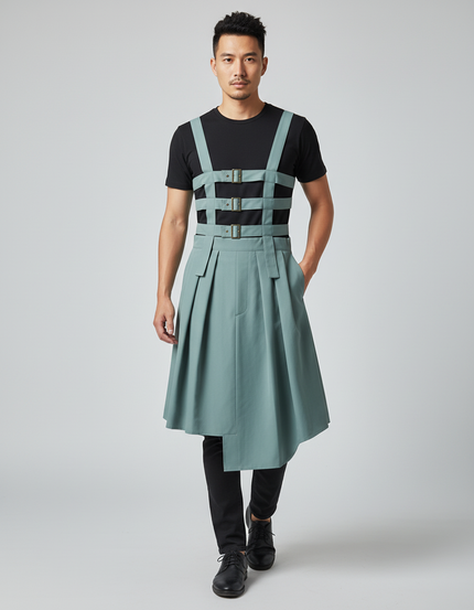Jupe Homme Vert Sauge À Bretelles Décontractée
