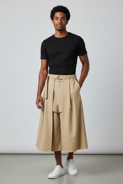 Jupe Homme Beige Ample Décontractée