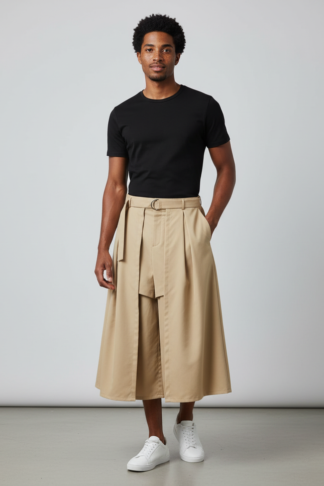 Jupe Homme Beige Ample Décontractée