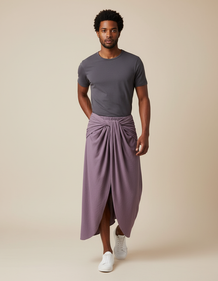 Jupe Homme Mauve Plissée Décontractée